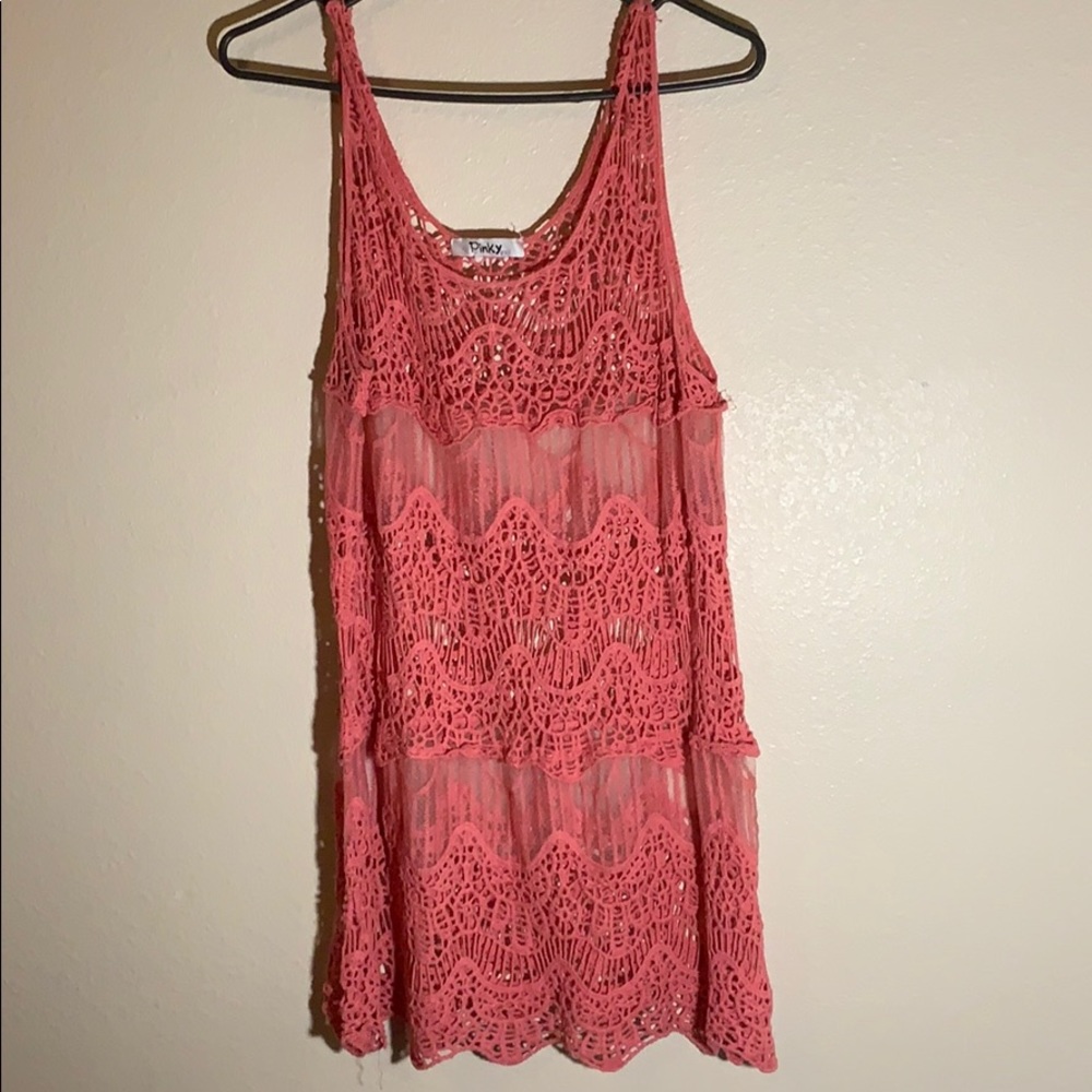Peach bathing suit cover